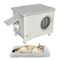 Weatherproof Elevated Outdoor Cat House with Cushion N6775