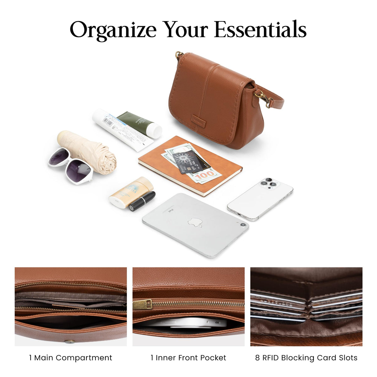 Genuine Leather RFID Blocking Crossbody Bag K30214