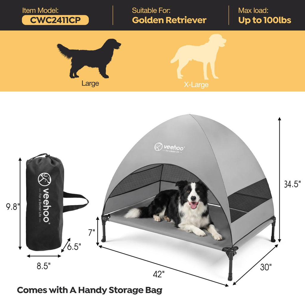 Elevated Outdoor Dog Bed with Canopy P97897
