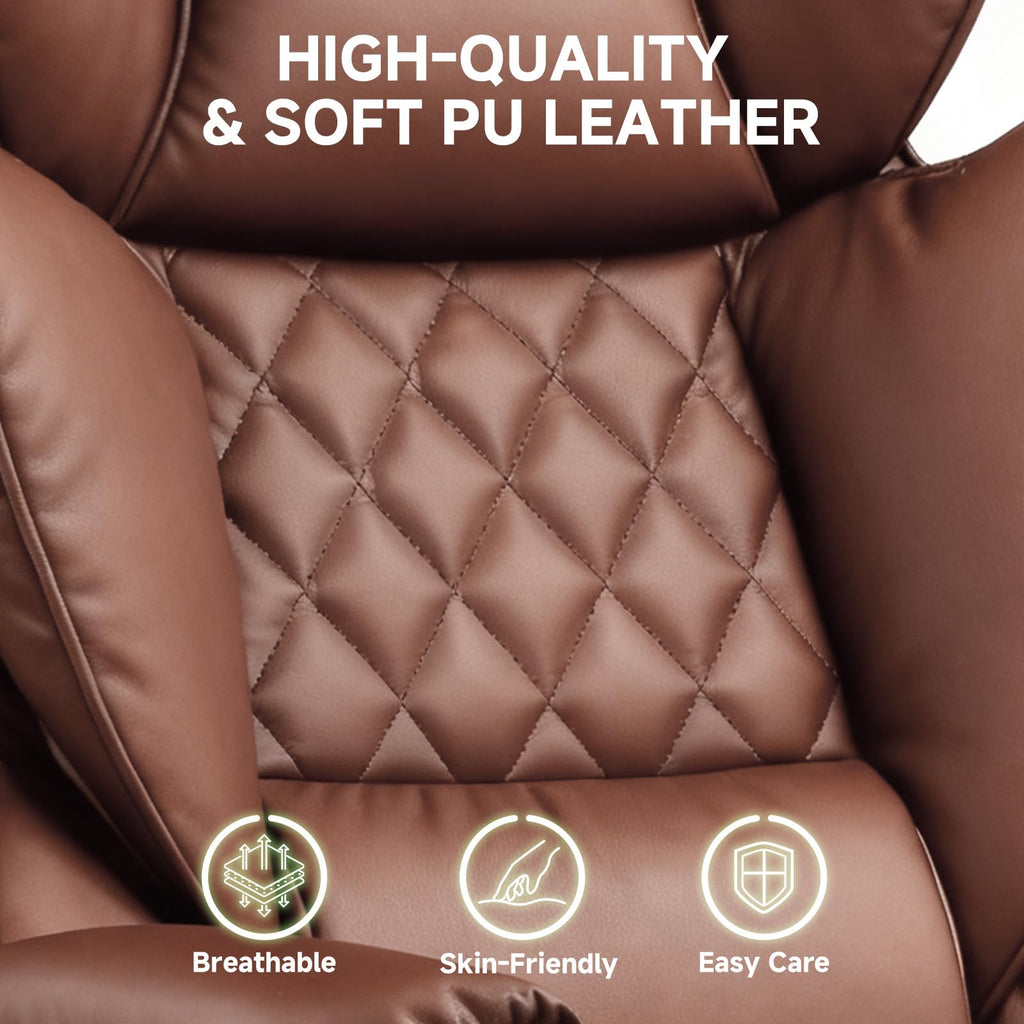 Big and Tall High Back Leather Office Chair with Footrest K76552