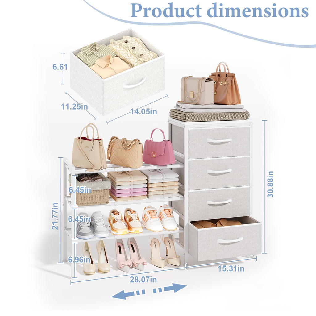 White 4 Drawer Fabric Dresser L671357