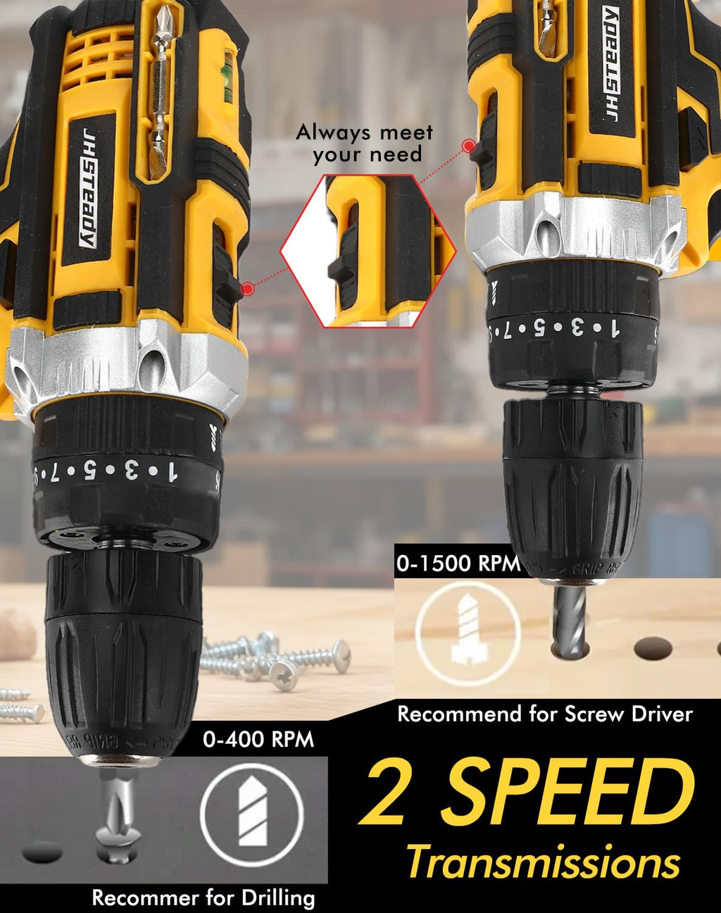 21V Cordless Drill Driver Kit with 2 Batteries & Charger S4005