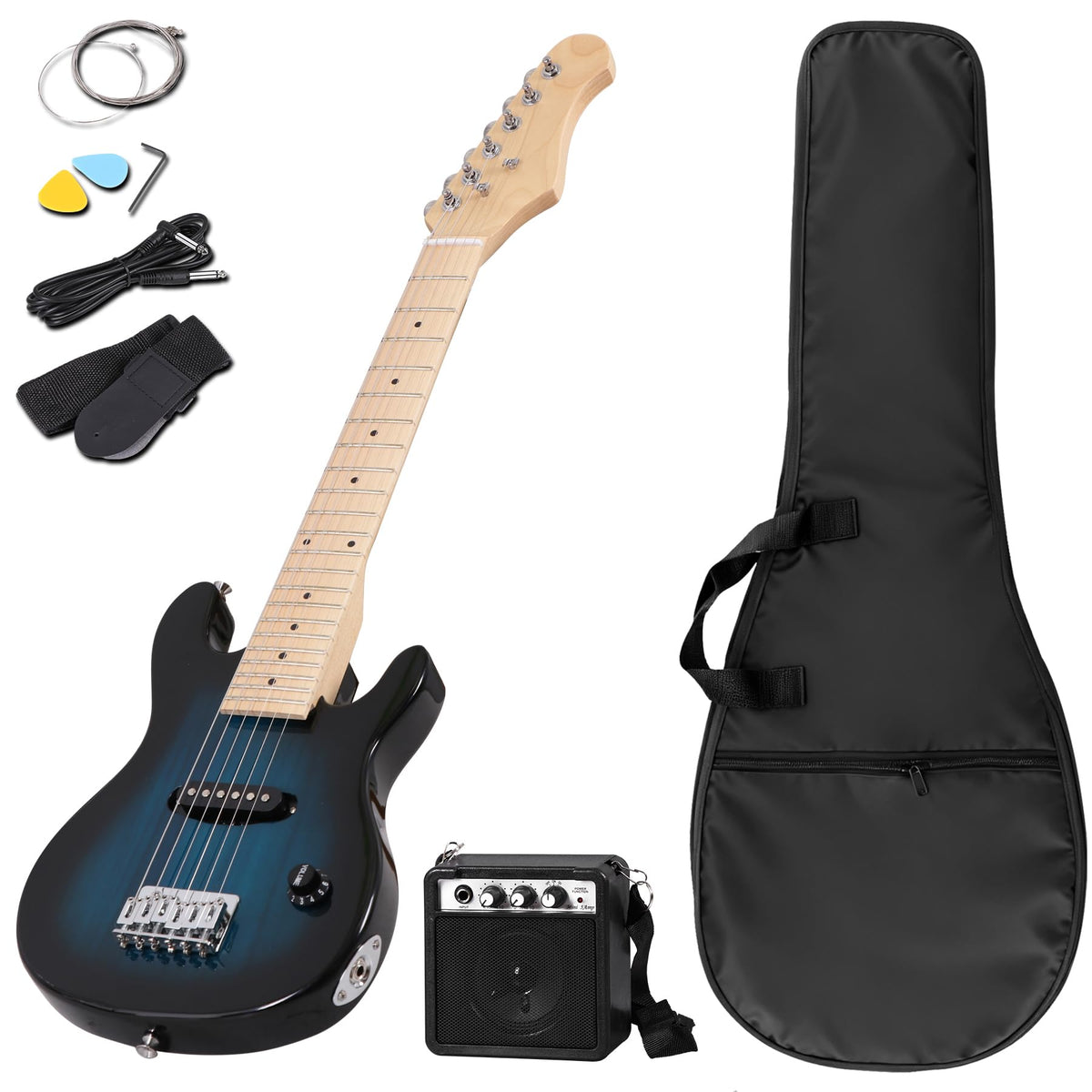 30" Blue Electric Guitar Beginner Kit with Amp and Bag C615387
