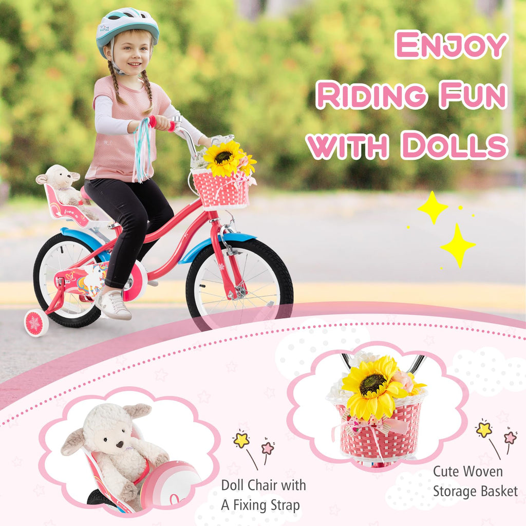 Girls Bike with Streamers & Doll-Seat Q293566