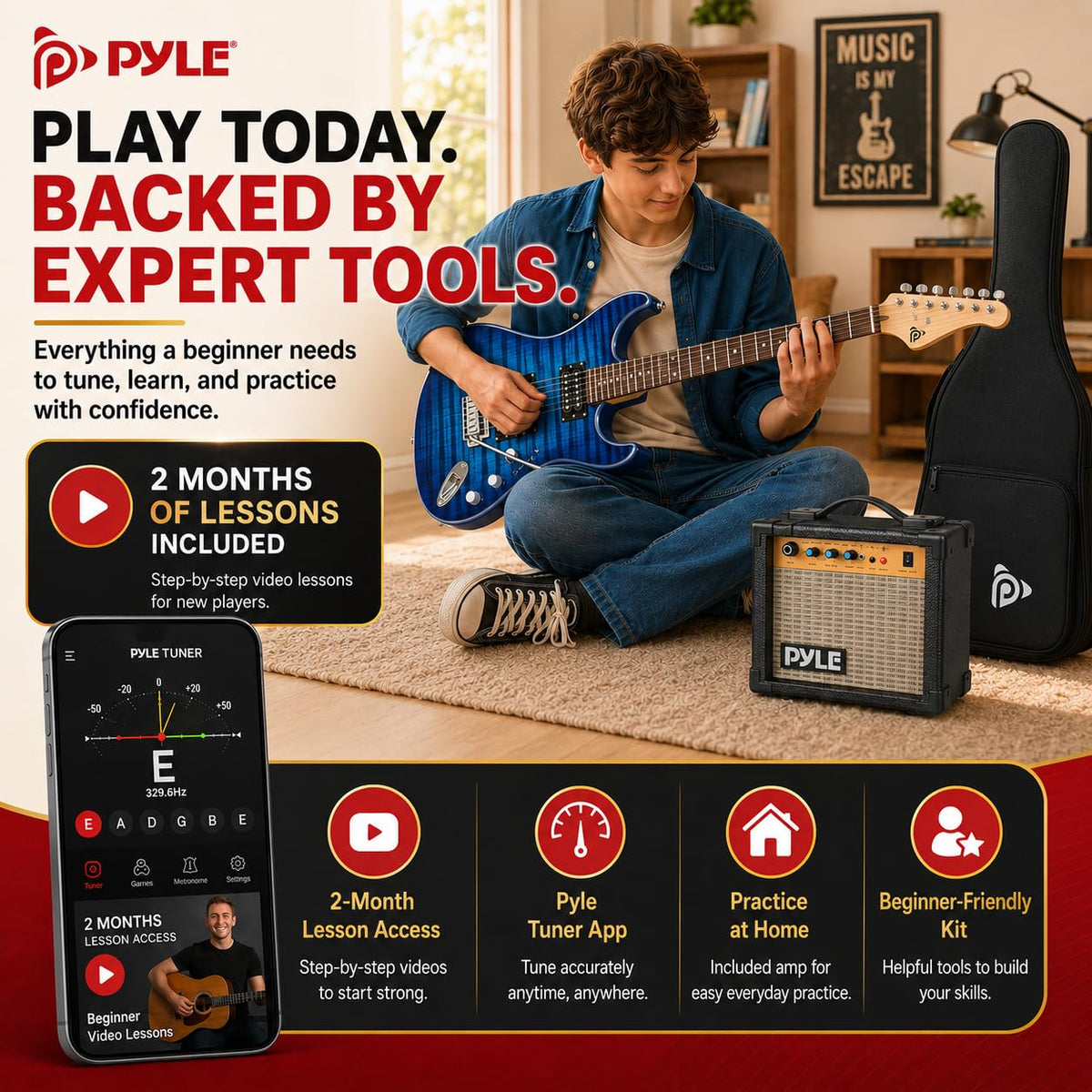 Blue Burst Electric Guitar and Amp Kit H719