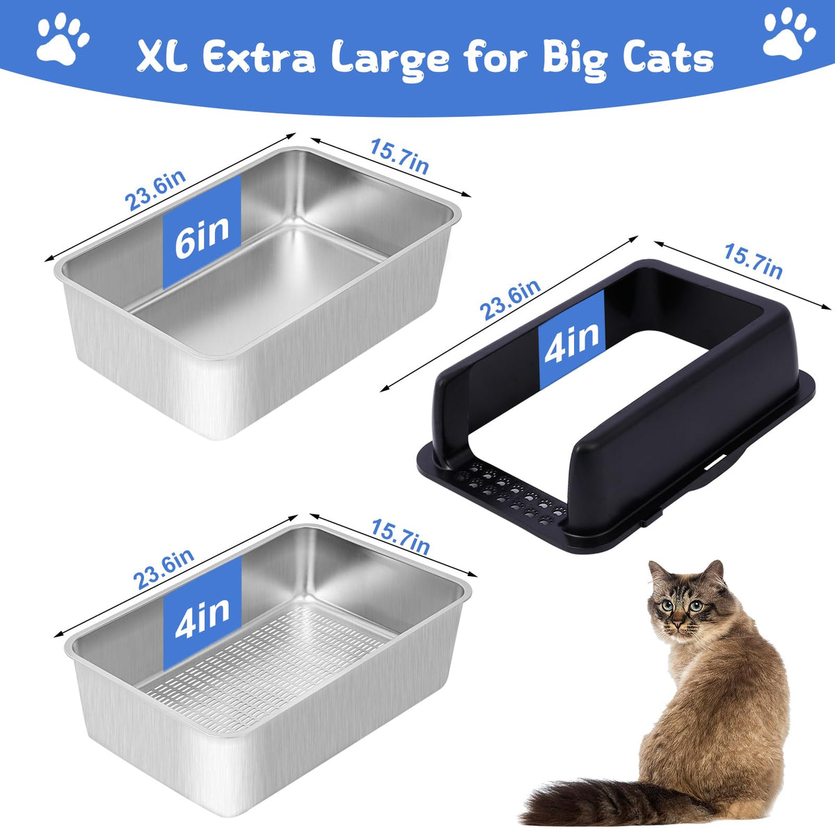 Stainless Steel Sifting Litter Box with Lid D626244