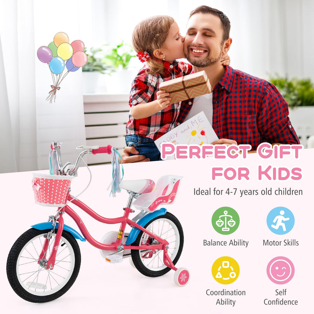 Girls Bike with Streamers & Doll-Seat Q293566
