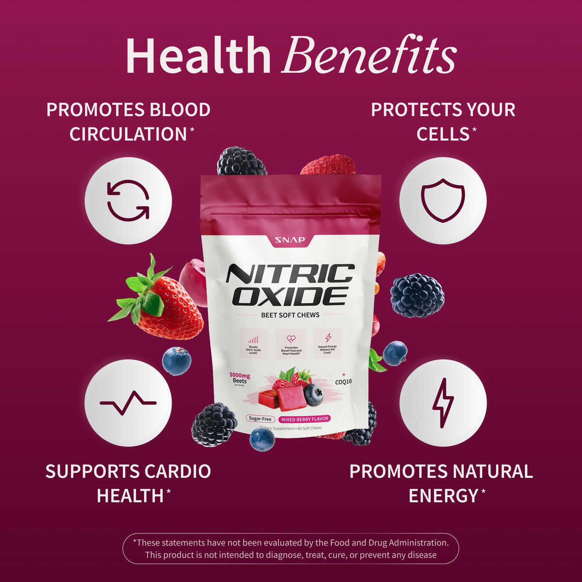 Nitric Oxide Beet Root Soft Chews + Booster Bundle, 60 Soft Chews + 90 Capsules I692565