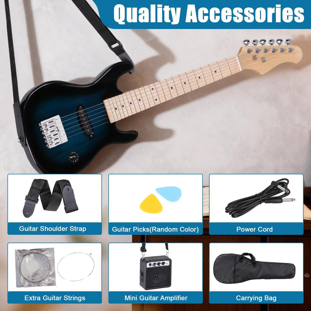 30" Blue Electric Guitar Beginner Kit with Amp and Bag C615387