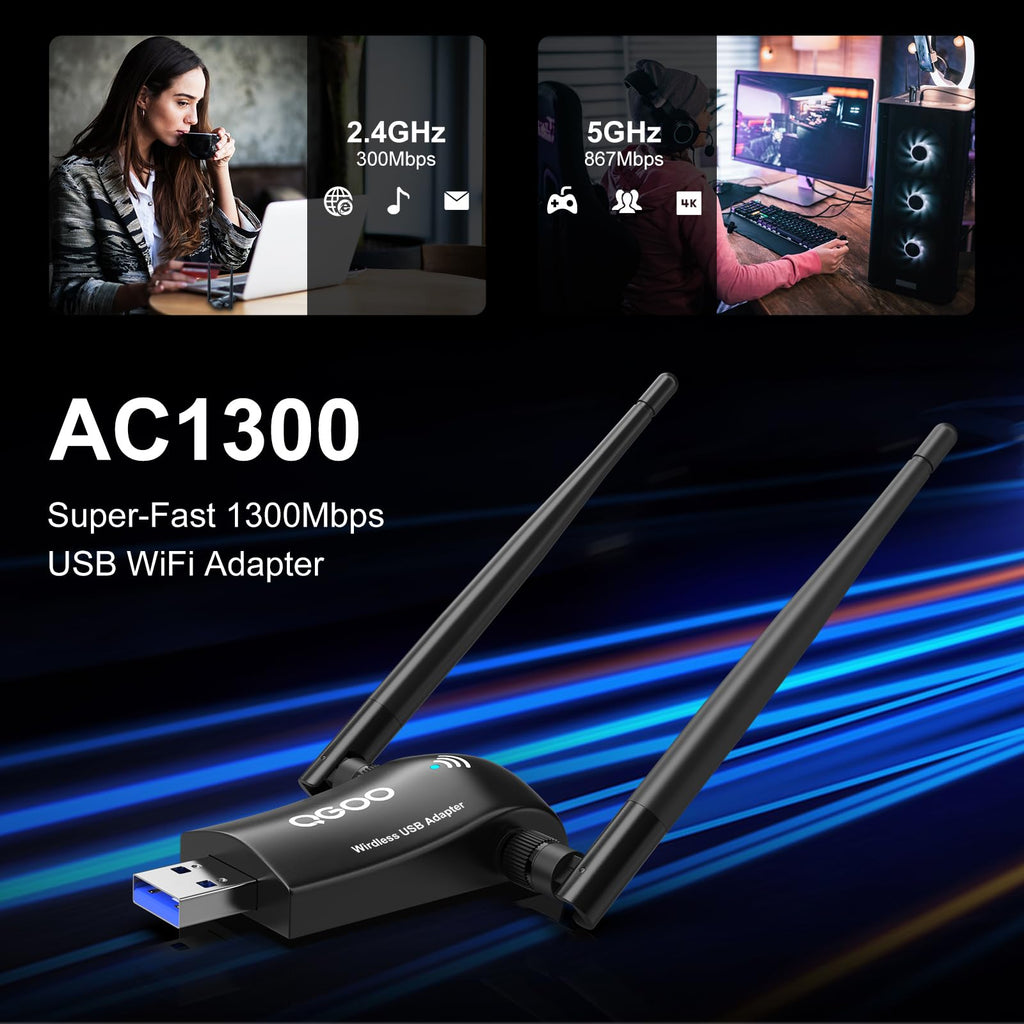 Wireless WiFi Adapter AC1300Mbps USB 3.0 Dual Band K2182