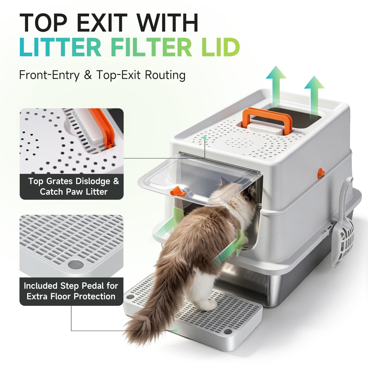 XL Stainless Steel Cat Litter Box J85636