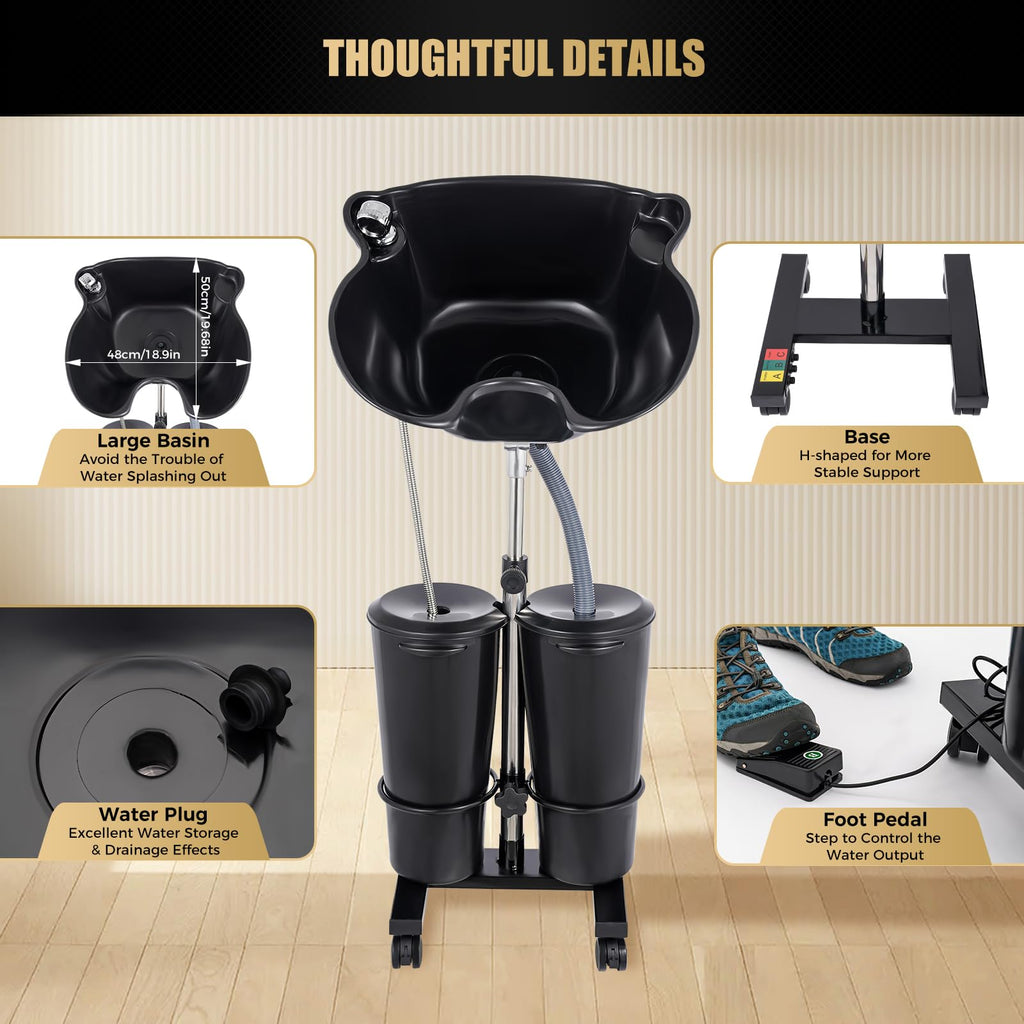 Portable Shampoo Bowl with Electric Pump & Foot Pedal L18769
