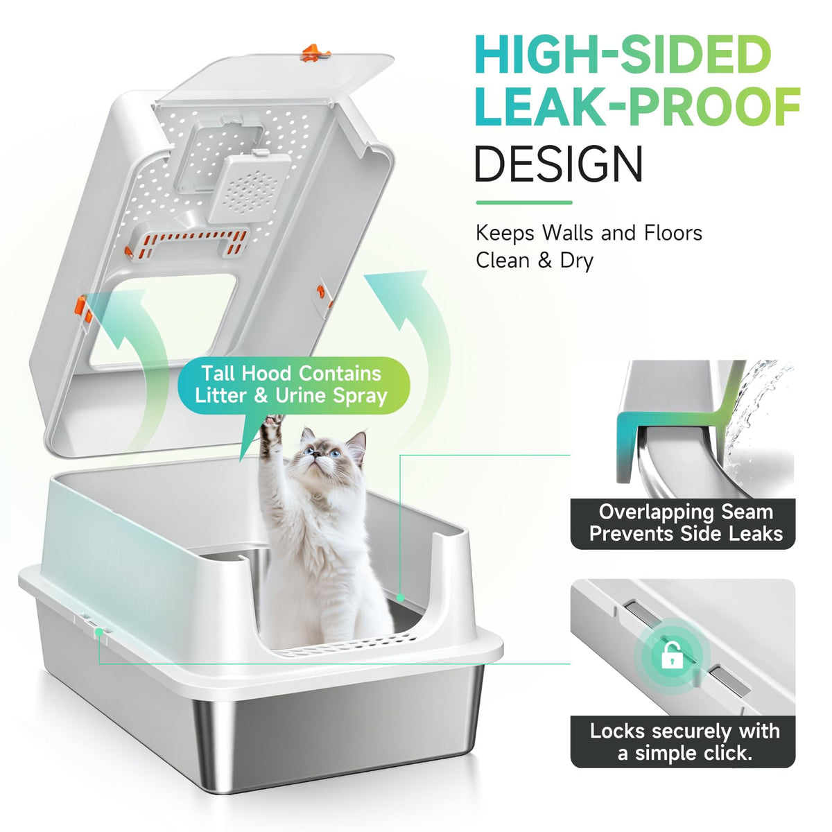 XL Stainless Steel Cat Litter Box J85636