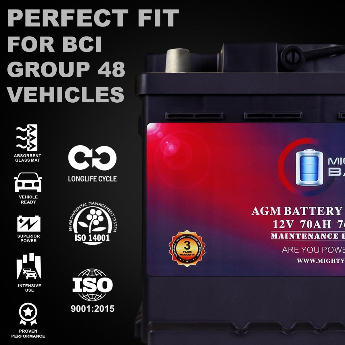 12V 70 AH AGM Car Battery R553