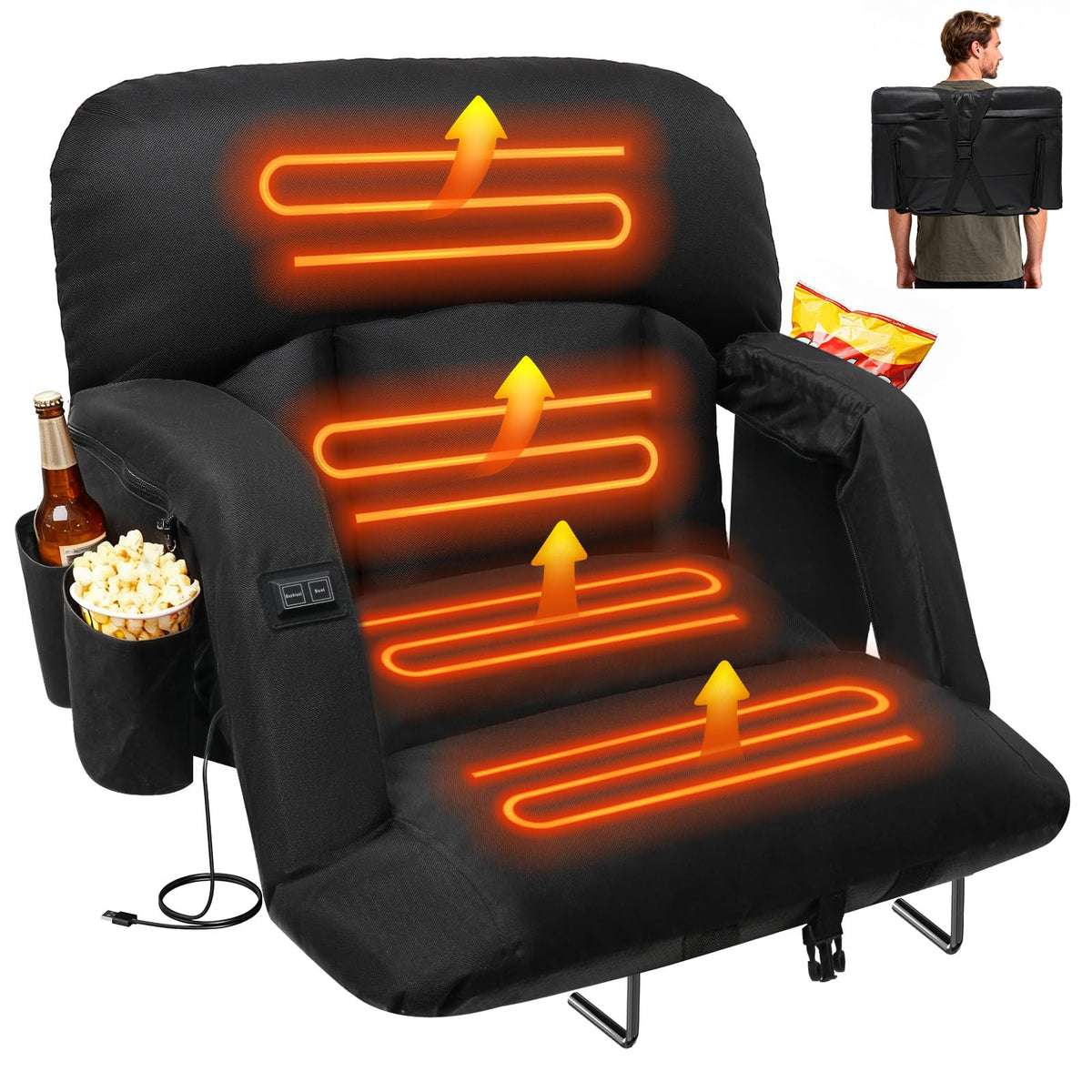 25'' Heated Stadium Seat with Back Support W876582