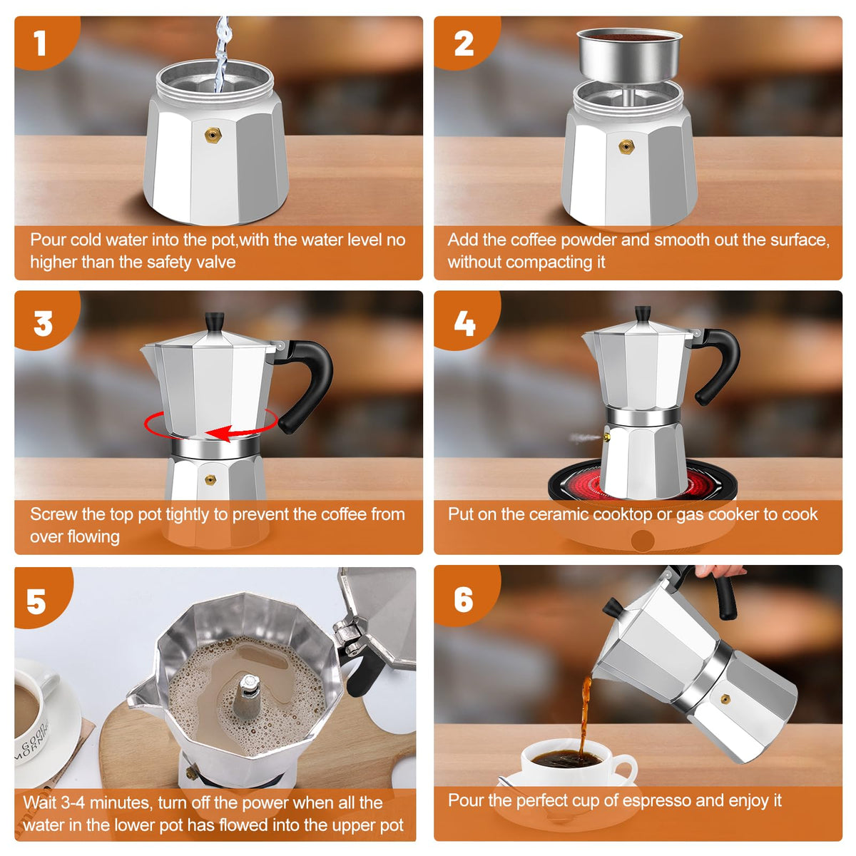 1-2 Cup Aluminum Stovetop Moka Pot Espresso Maker G691