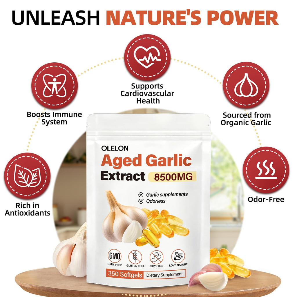 Aged Garlic Extract 350 Softgels Odorless Organic Garlic Supplement Q52452