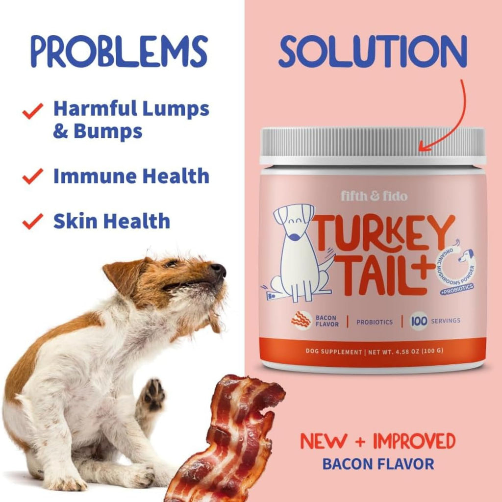 Turkey Tail Mushroom for Dogs Bacon Powder Probiotic T3781