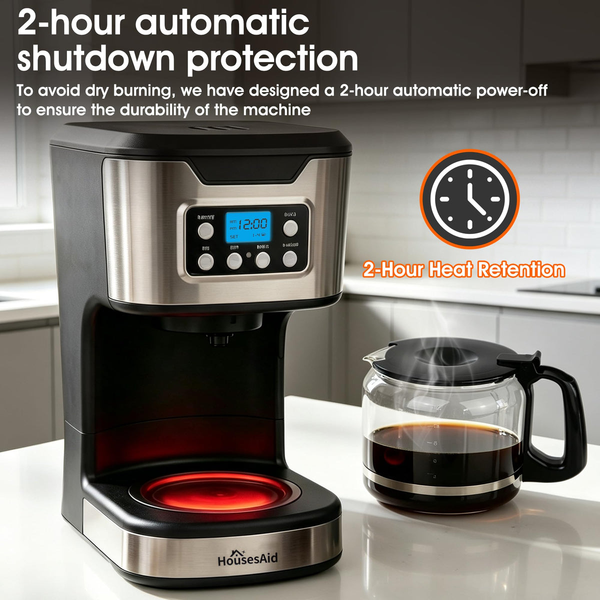 Black Stainless Steel Programmable Coffee Maker U370