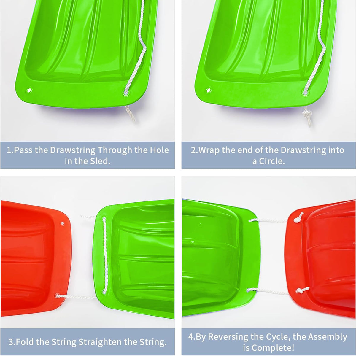 Plastic Snow Sleds with Pull Rope and Handles J6127