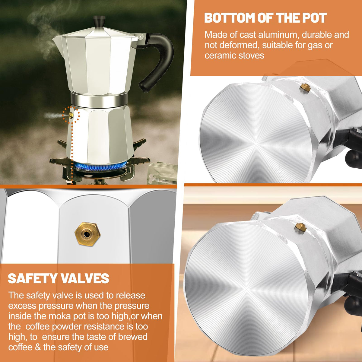 1-2 Cup Aluminum Stovetop Moka Pot Espresso Maker G691