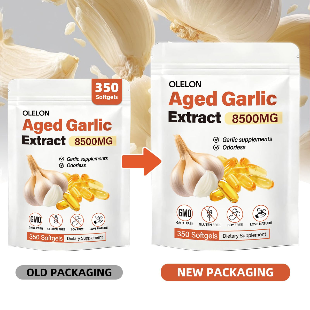 Aged Garlic Extract 350 Softgels Odorless Organic Garlic Supplement Q52452