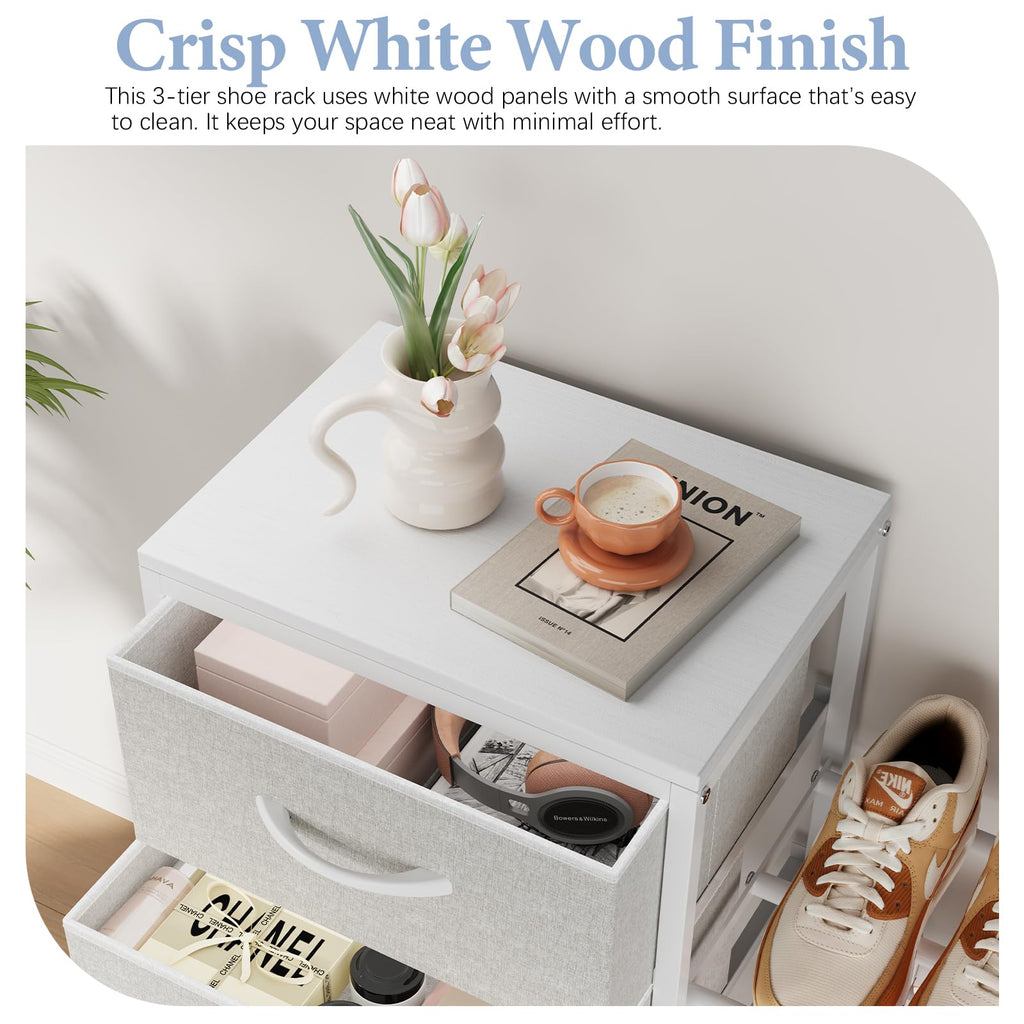 White 4 Drawer Fabric Dresser L671357