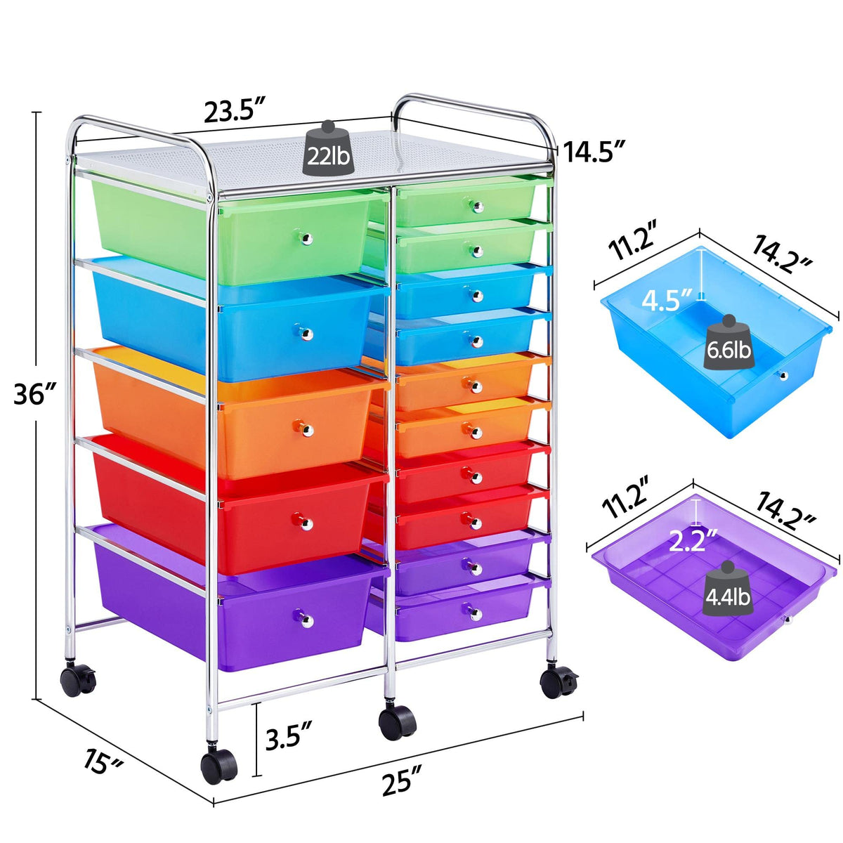 15 Drawer Rolling Storage Cart I430