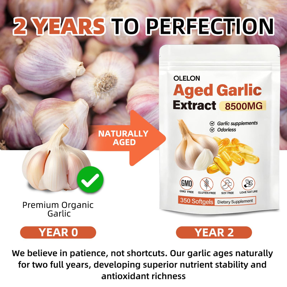 Aged Garlic Extract 350 Softgels Odorless Organic Garlic Supplement Q52452