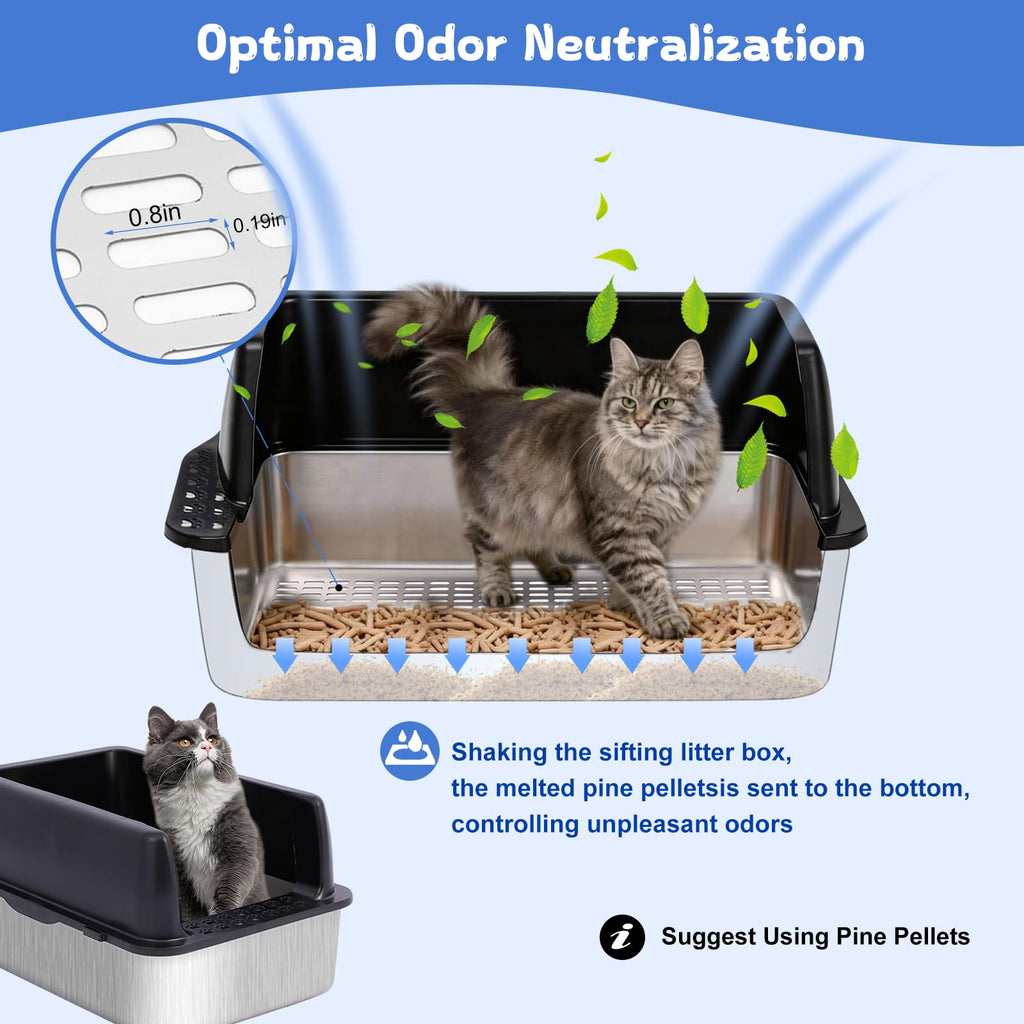 Stainless Steel Sifting Litter Box with Lid D626244