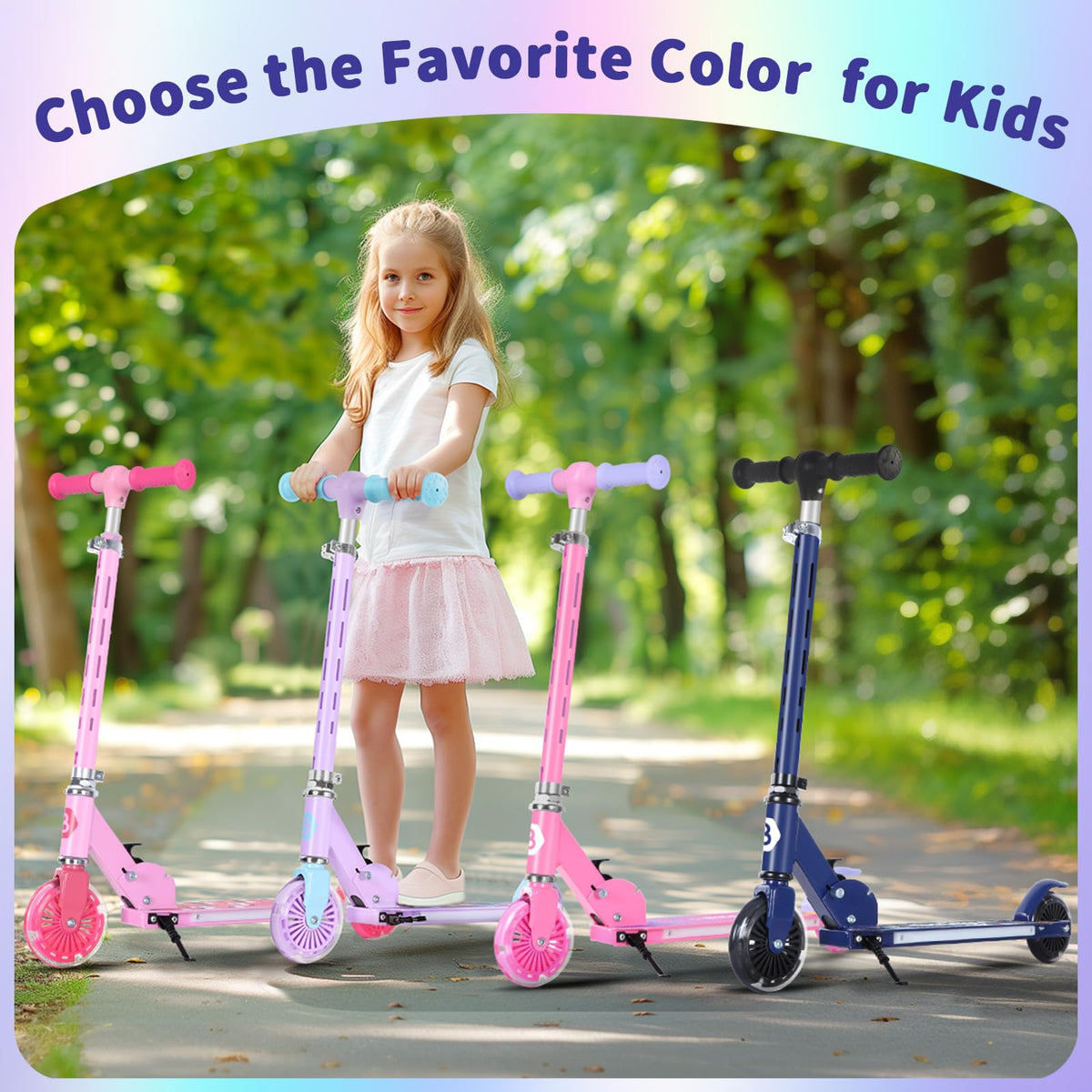 2 Wheel Folding Lightweight Kick Scooter with Light-Up Wheels V274056
