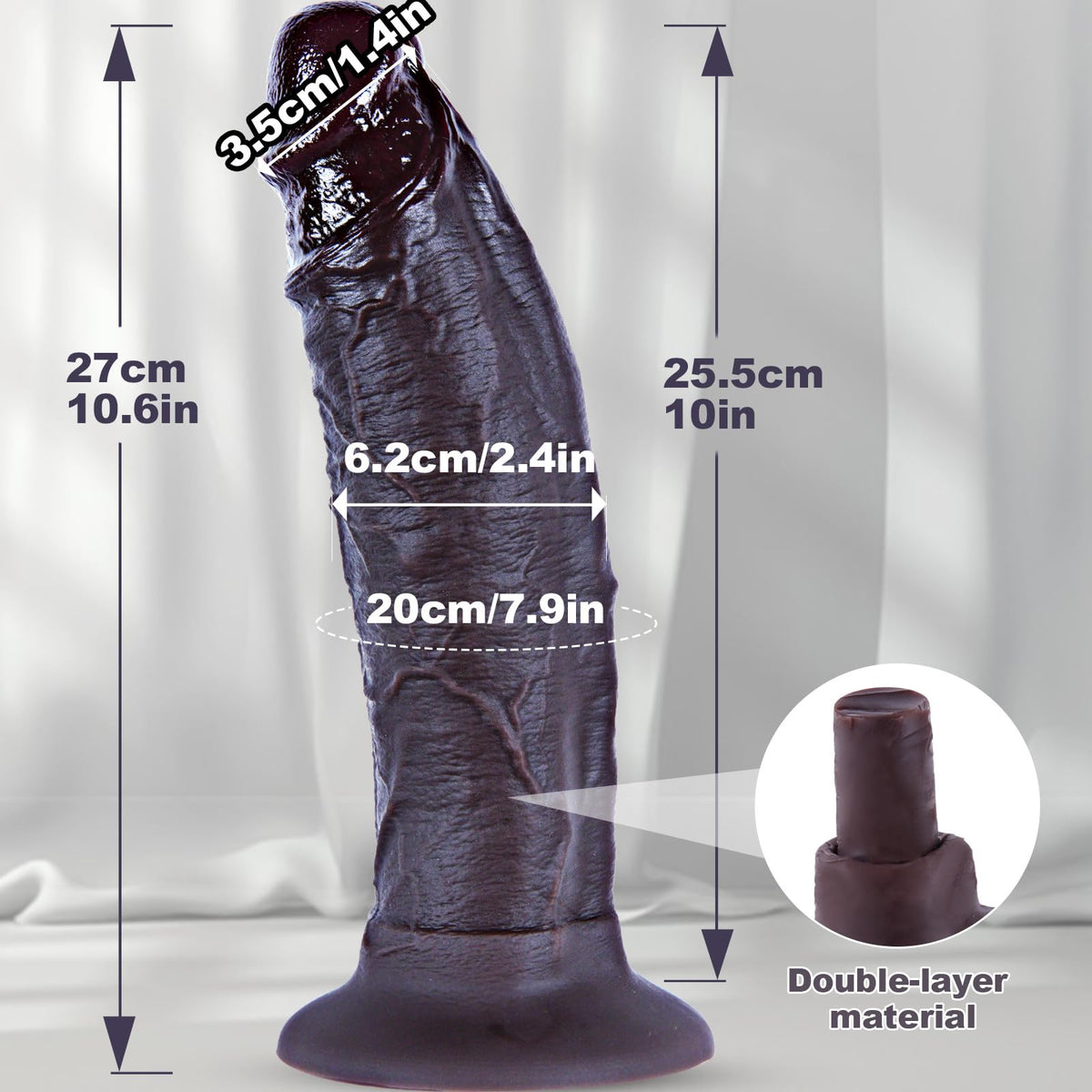 10.6" Dual Density Silicone Dildo Suction Cup B998