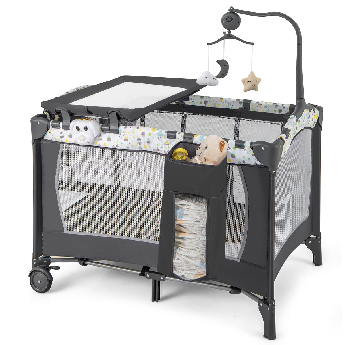 Portable Baby Playard with Bassinet and Changing Table M7080