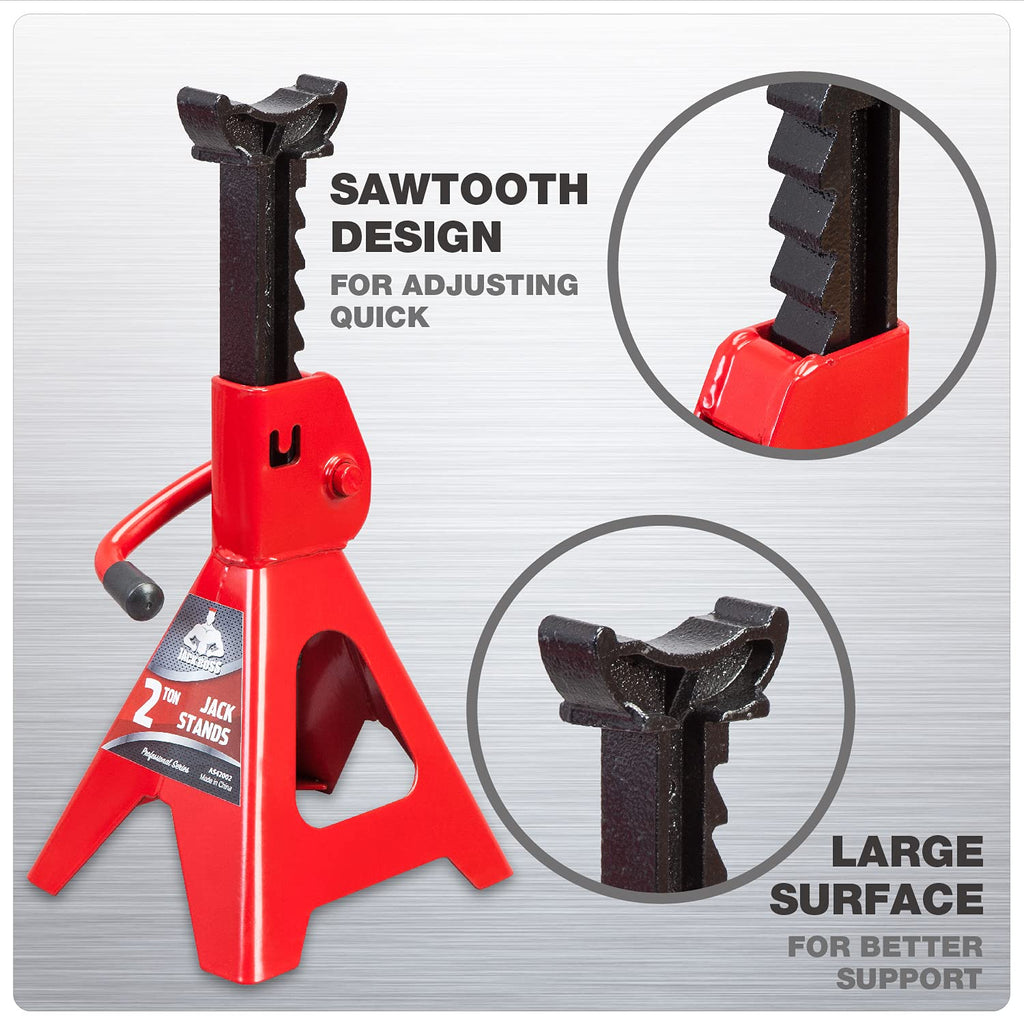 3 Ton Low Profile Aluminum and Steel Car Jack with Jack Stands, Red, 2 Pack D309