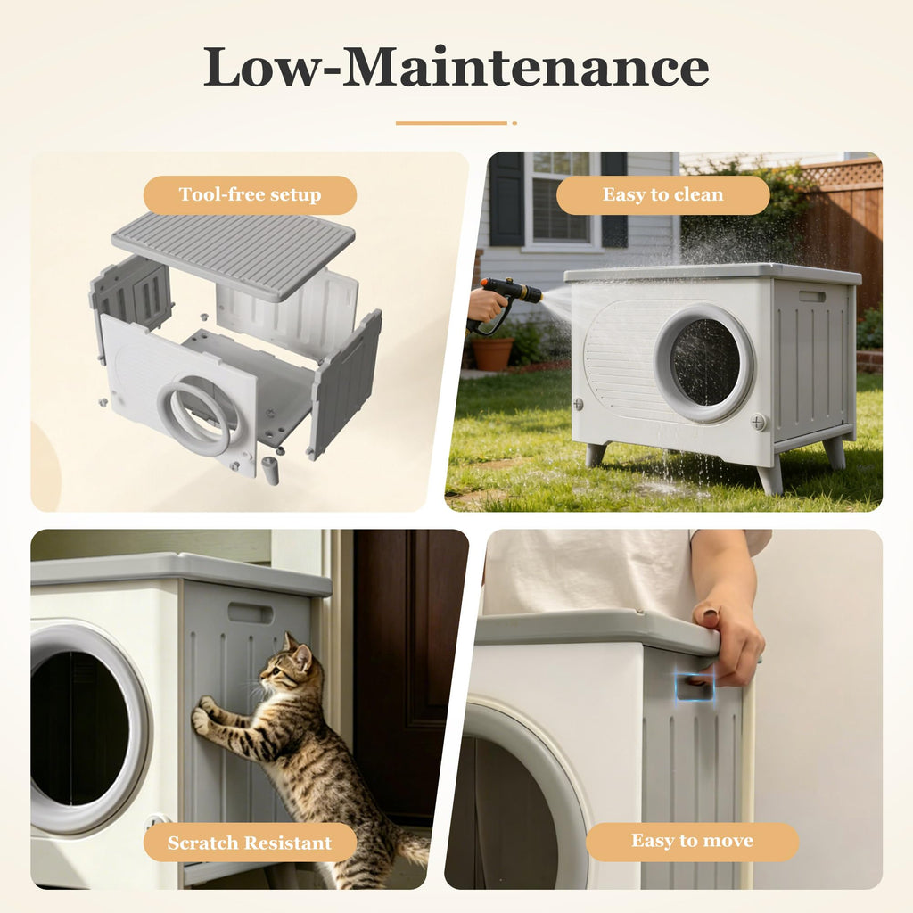 Weatherproof Elevated Outdoor Cat House with Cushion N6775