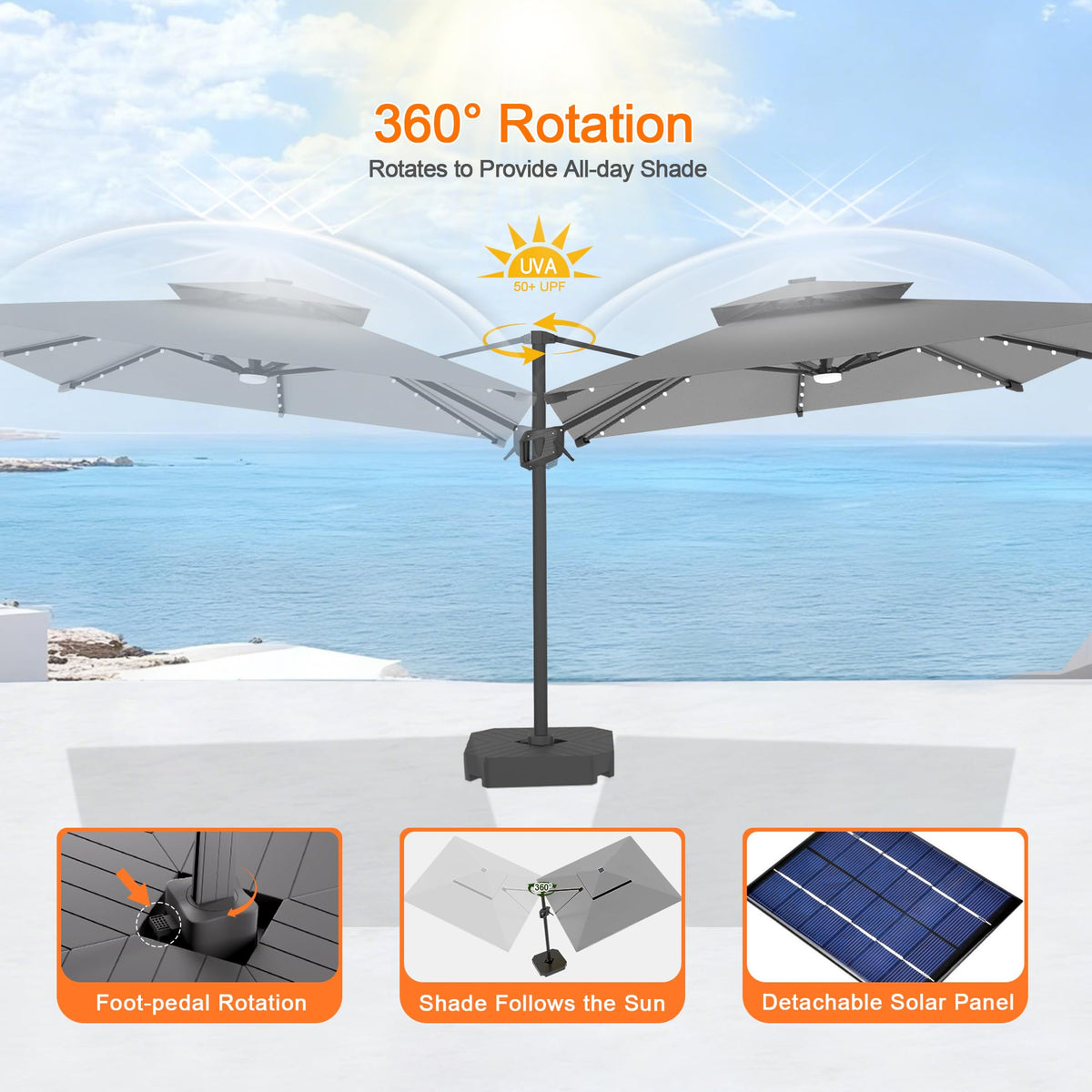 10' X 10' Cantilever Umbrella with LED Lights E45521