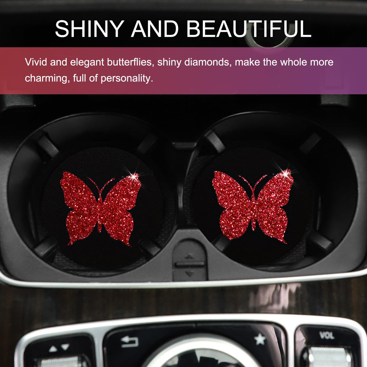 2 PCS Bling Rhinestone Non-Slip Car Coaster P917