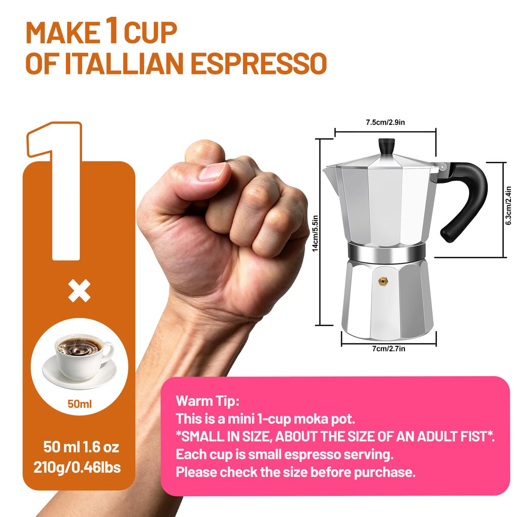1-2 Cup Aluminum Stovetop Moka Pot Espresso Maker G691