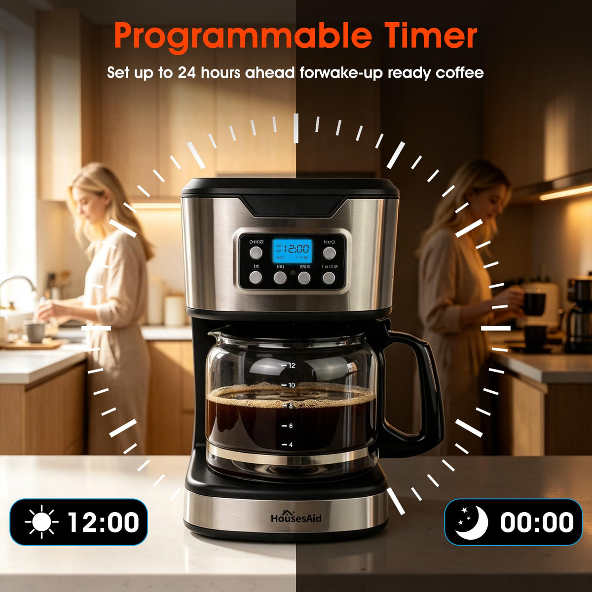 Black Stainless Steel Programmable Coffee Maker U370