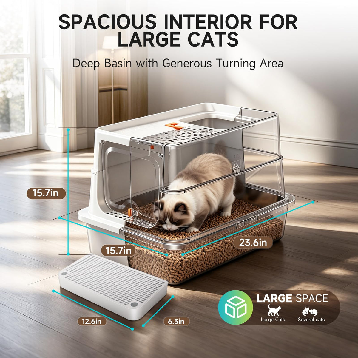 XL Stainless Steel Cat Litter Box J85636