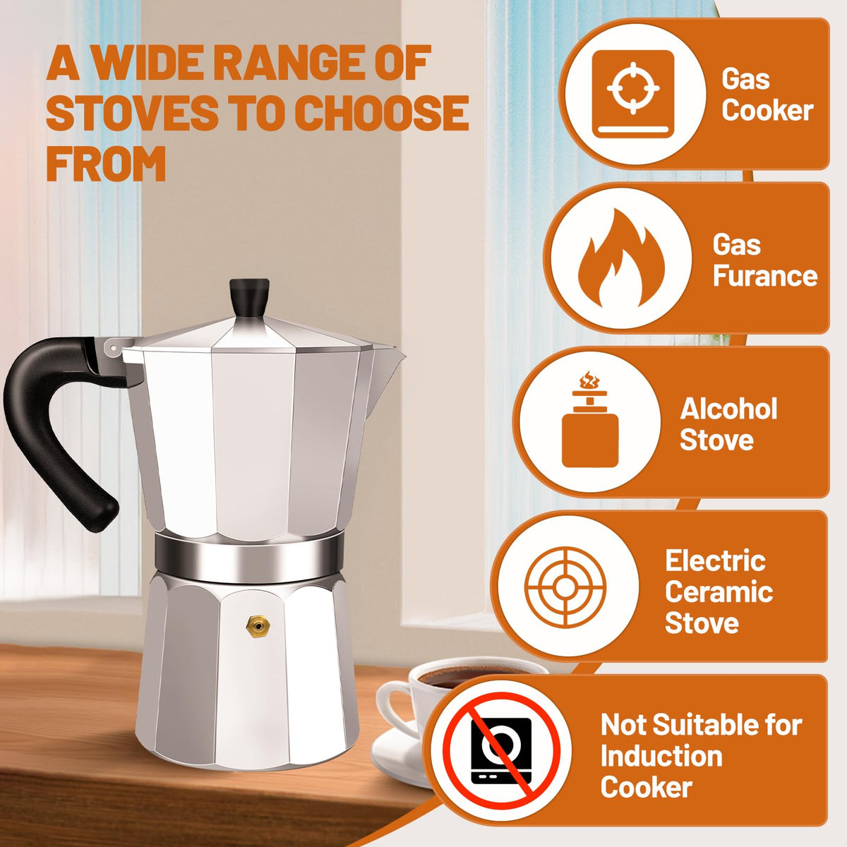 1-2 Cup Aluminum Stovetop Moka Pot Espresso Maker G691