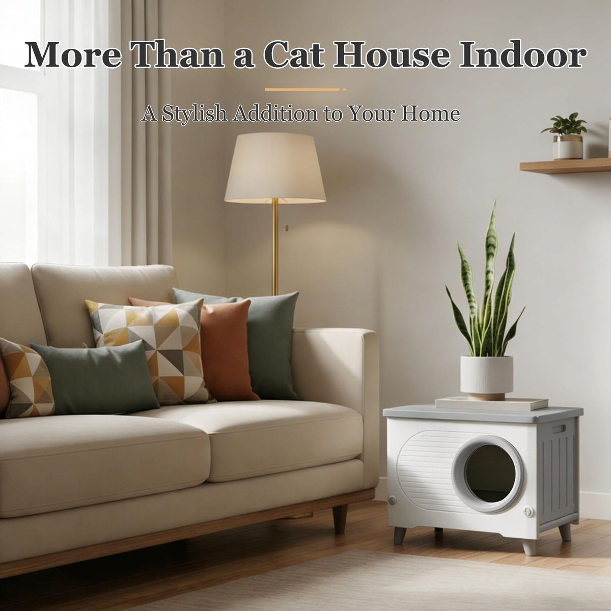 Weatherproof Elevated Outdoor Cat House with Cushion N6775