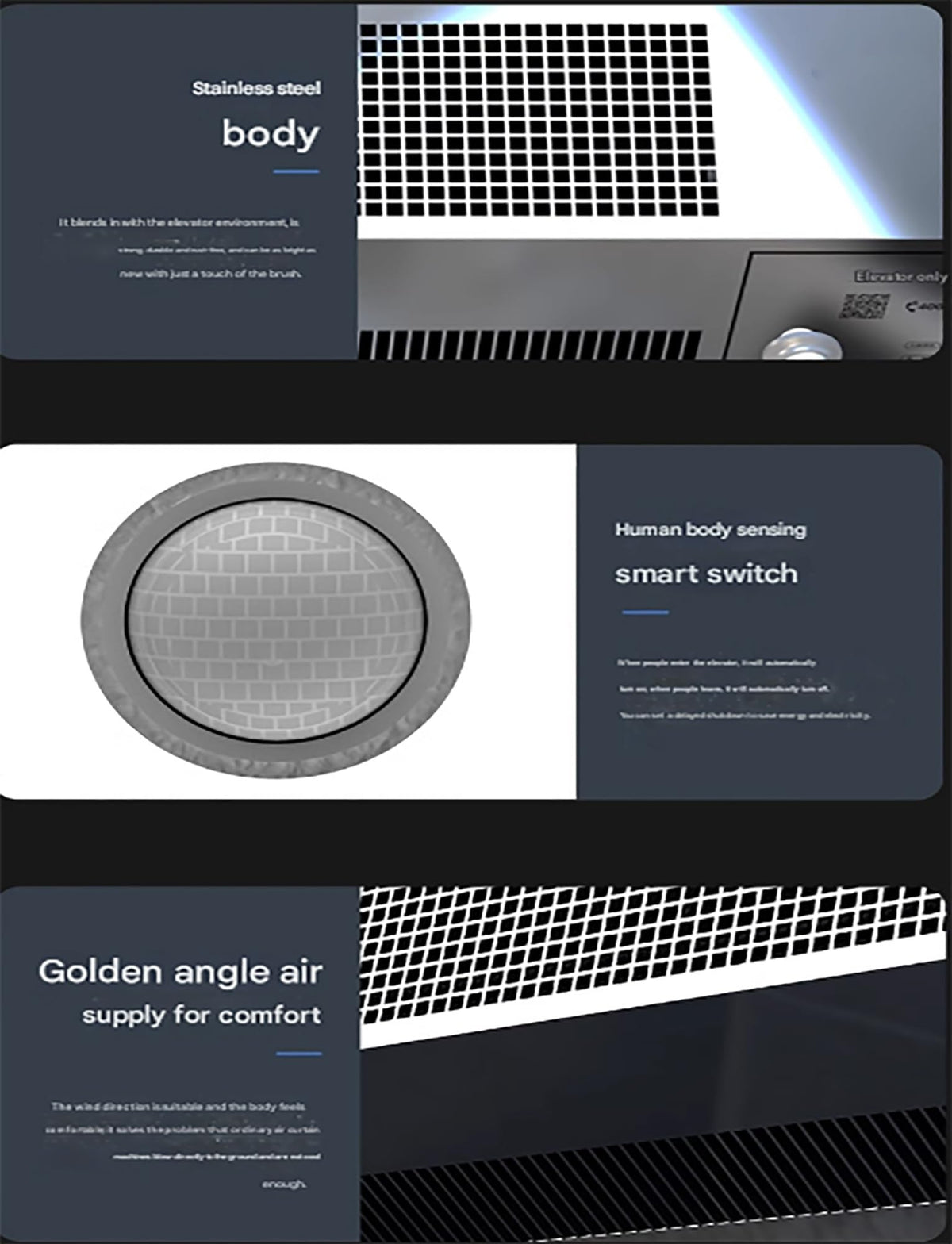 Elevator Air Curtain with Human Sensor Silver E6279