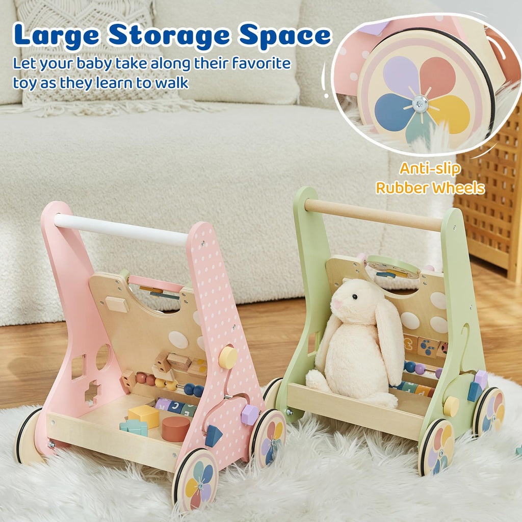 Pink Wooden Baby Walker W27336