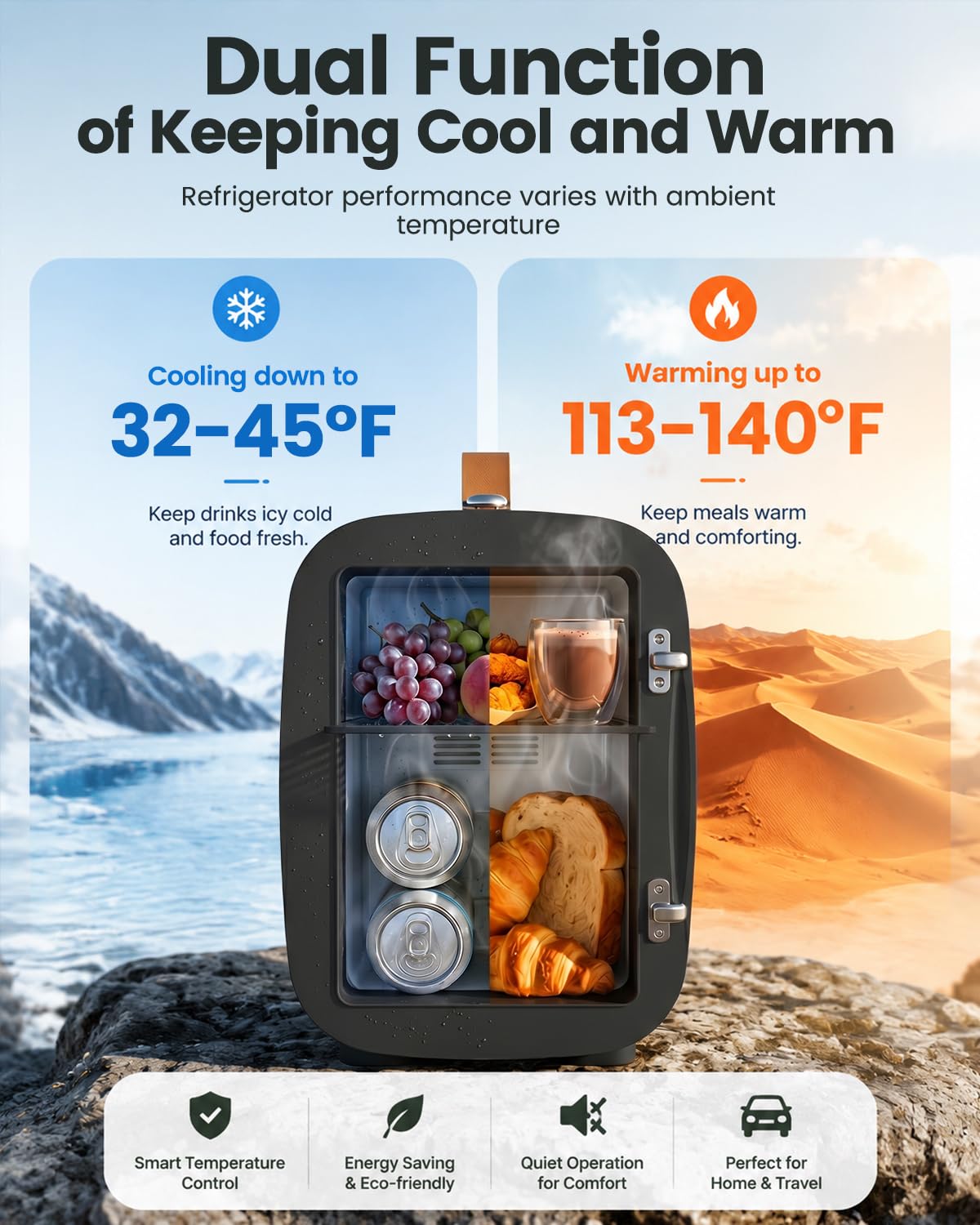 Portable Mini Fridge 4L 6 Can Black C660