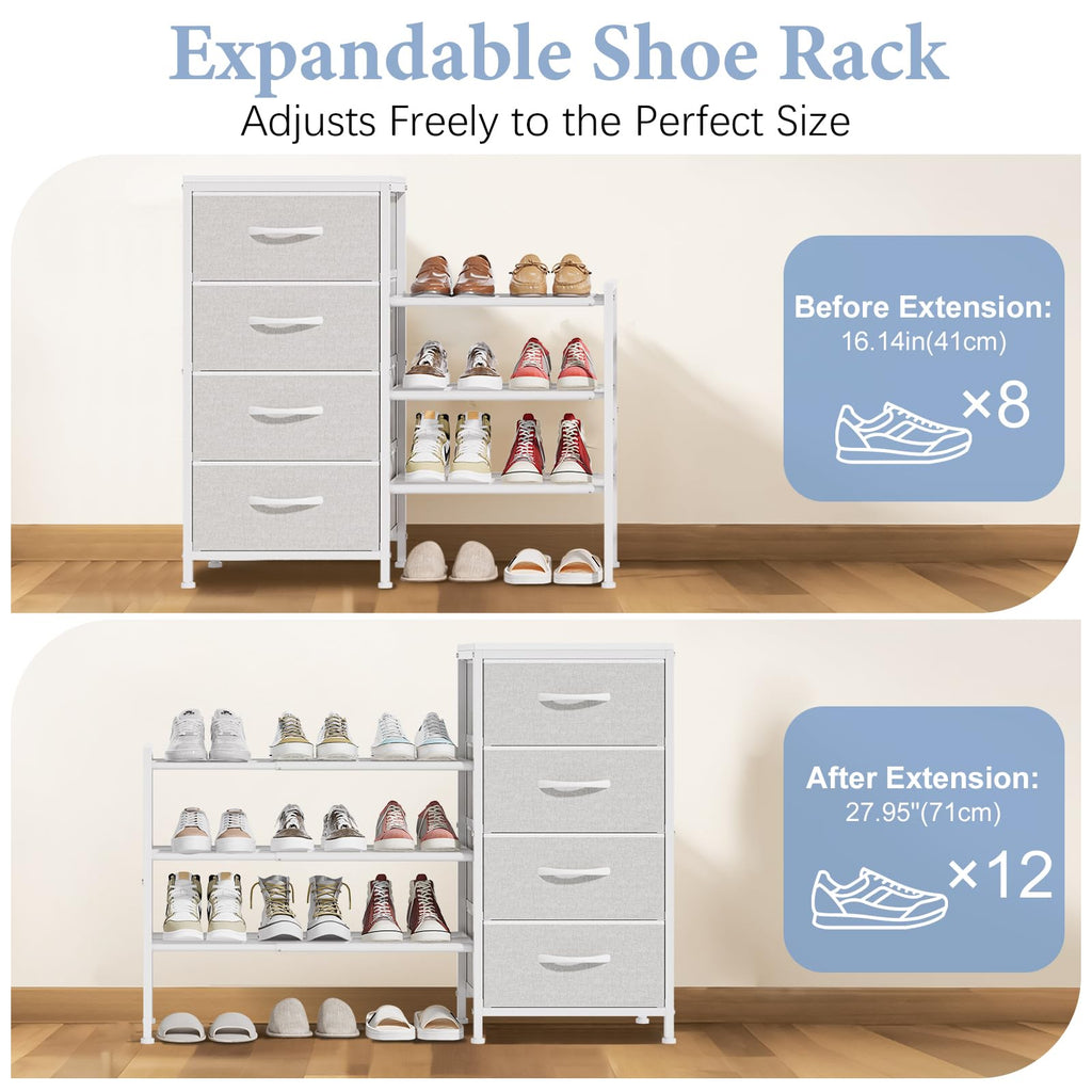 White 4 Drawer Fabric Dresser L671357