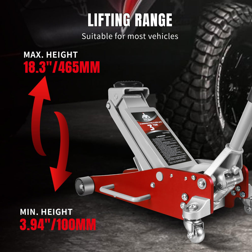 3 Ton Low Profile Aluminum and Steel Car Jack with Jack Stands, Red, 2 Pack D309