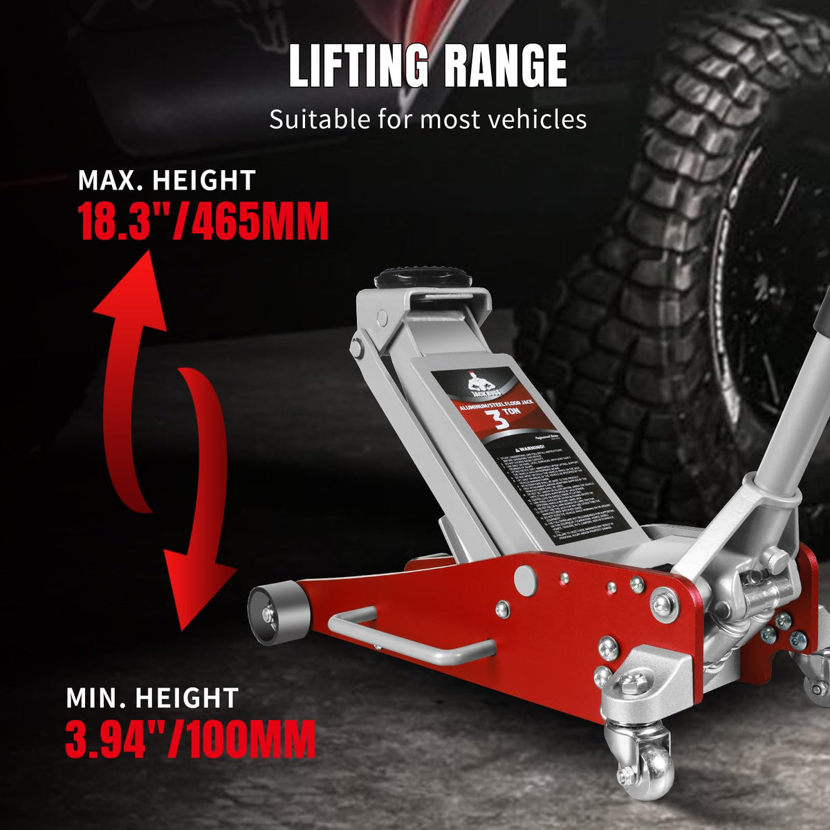 3 Ton Low Profile Aluminum and Steel Car Jack with Jack Stands, Red, 2 Pack D309
