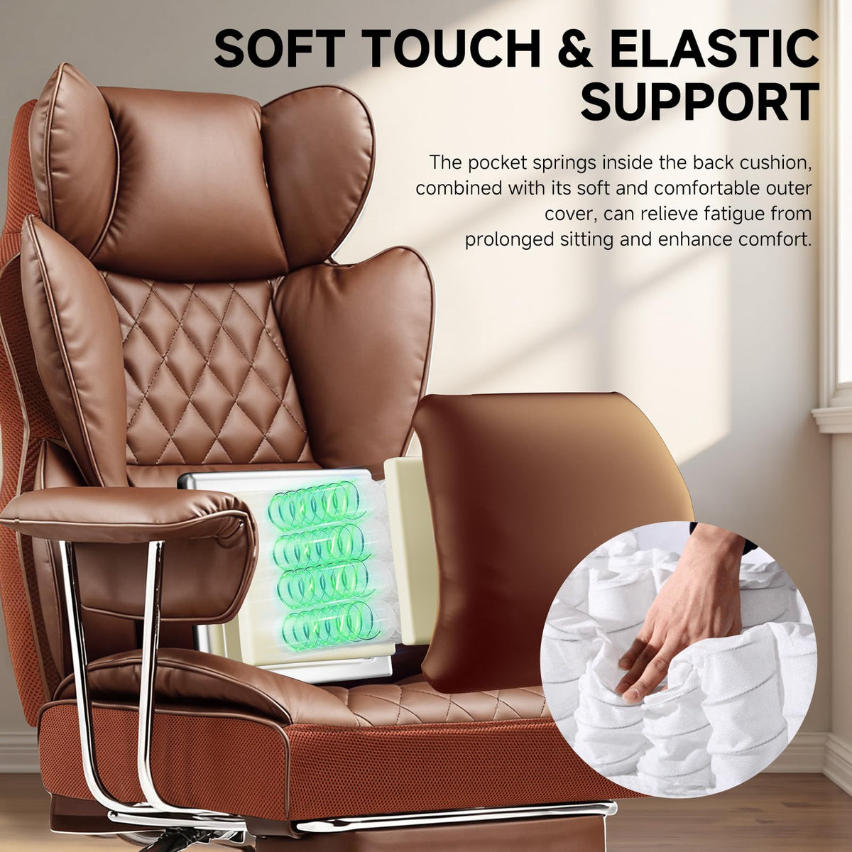 Big and Tall High Back Leather Office Chair with Footrest K76552