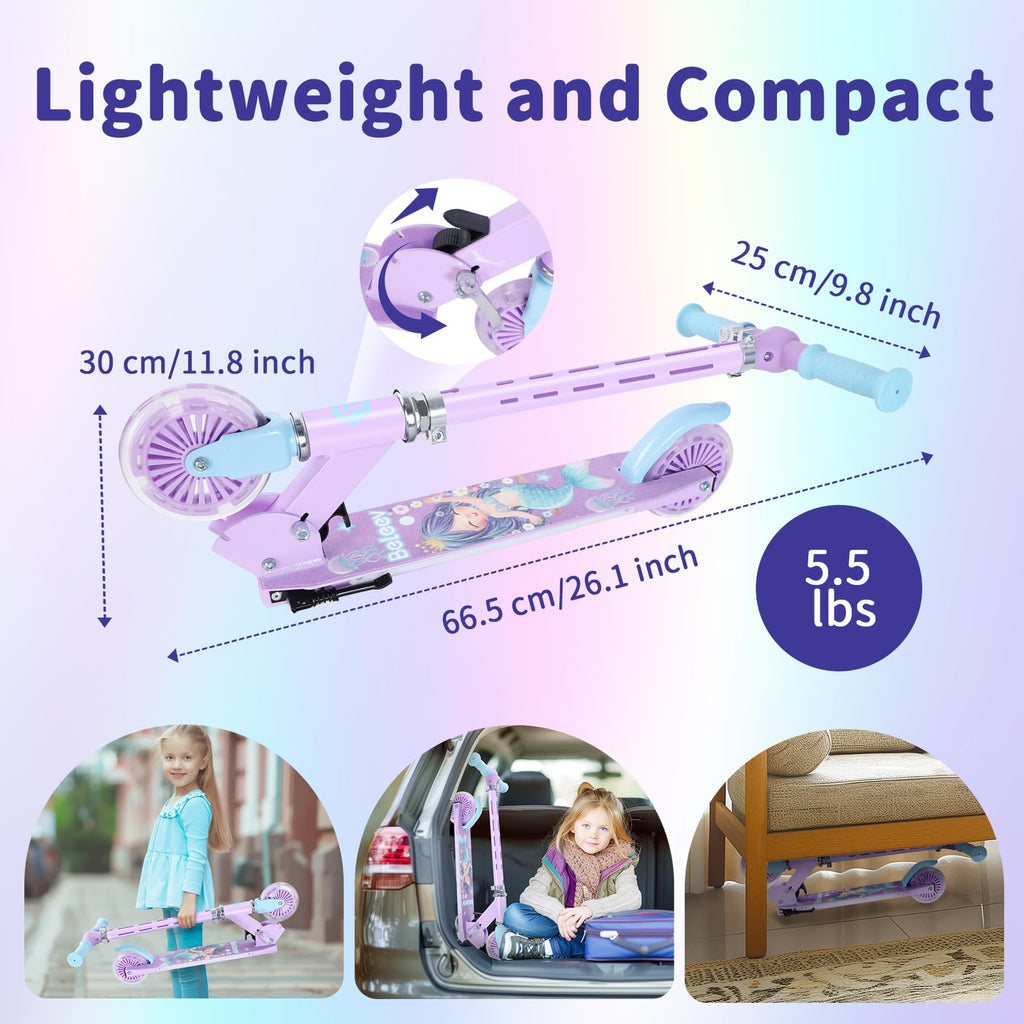 2 Wheel Folding Lightweight Kick Scooter with Light-Up Wheels V274056